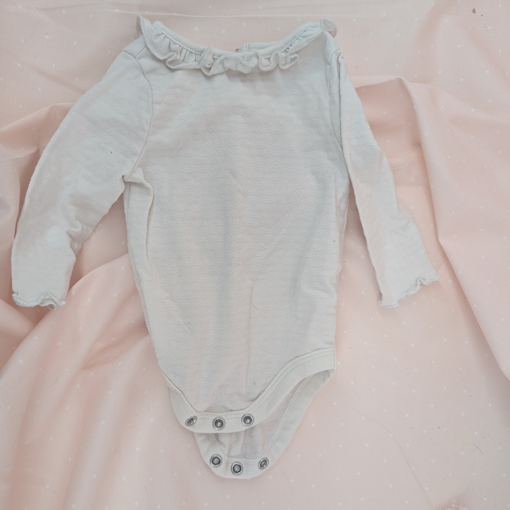 Garanimals Long-Sleeve Ruffle Neck One-Piece in Light Cream
